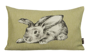 Die Pichler Kissenhülle Freddy 30x50cm, verziert mit einer detailreichen schwarz-weißen Kaninchenillustration, ist aus weicher Baumwolle gefertigt. Dieses stilvolle grüne Kissen ist perfekt, um jedem Raum den eleganten Charme des Oster-Designs zu verleihen.