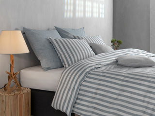 Zo!Home Bettwäsche Streifendesign Blau Denim