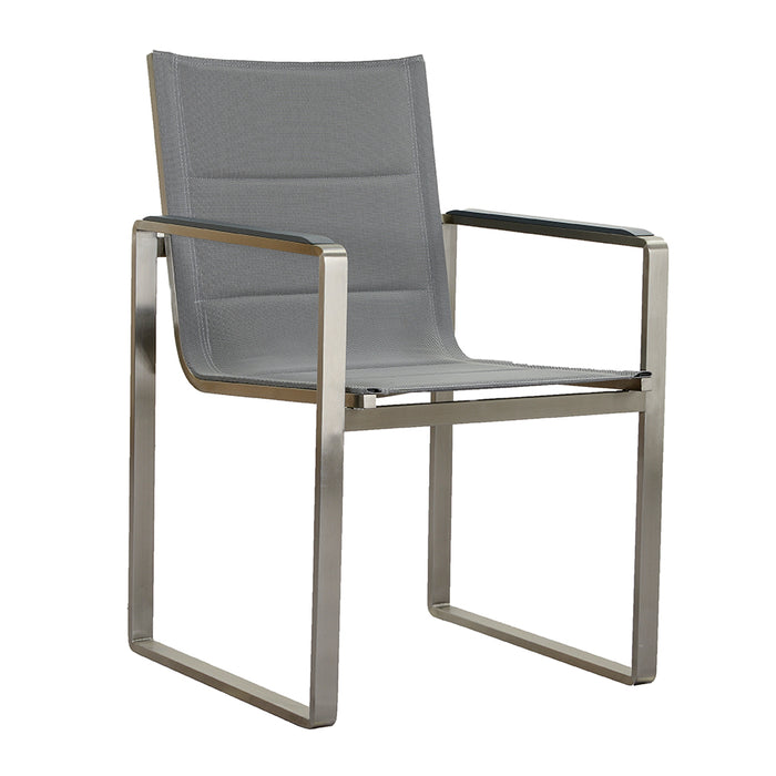 Zeo Living Granada Kufensessel Edelstahl gepaddet silver/black m. Aluarmlehne