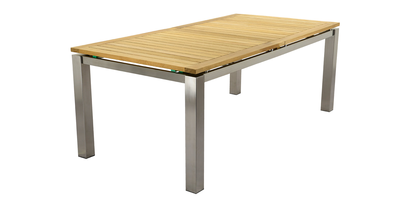 ZEO LIVING Milano Auszugstisch 200/300x100cm Edelstahl/Teakholz