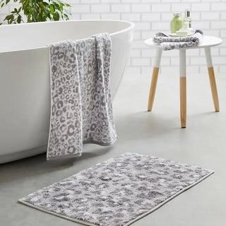 Zeo Living Badteppich Leopard-Muster 50x80cm grau