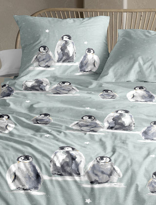 Irisette Feinbiber-Bettwäsche Panda 8645-20 Pinguin jade