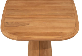 Der 4Seasons Tisch Capri 240x110cm aus Teakholz hat eine rechteckige Tischplatte mit abgerundeten Kanten und ist durch seinen zentralen Sockel besonders langlebig und robust.