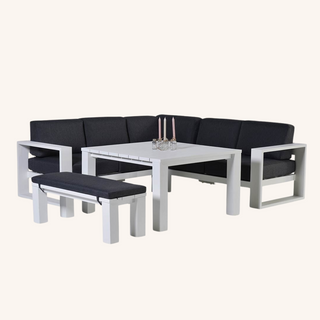 Garden Impressions Dining-Lounge Cube matt weiß/reflex black 5 tlg.