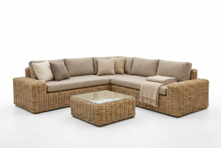 Zeo Living Lounge "Como" Geflecht/Alu Taupe