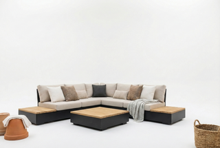 Garden Impressions Lounge-Set Savona 5tlg. carbon black/valley sand/teak look