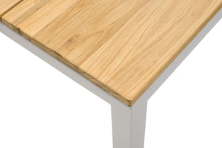 Zeo Living Gartentisch "Helsinki" Teak/Edelstahl light beige 220 x 100cm