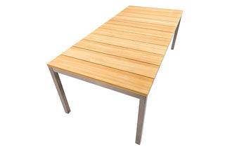 Zeo Living Gartentisch Liverpool 220 x 100cm Teak/Edelstahl