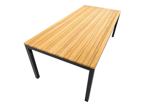 Zeo Living Gartentisch Monaco 220 x 100 Teak/Edelstahl pulverbeschichtet