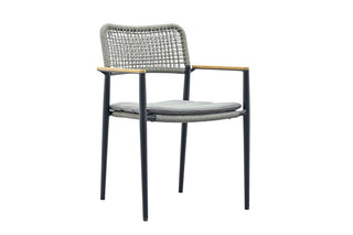 Zeo Living Stapelsessel DL 193 Alu Rope weiß mit Teakarml.