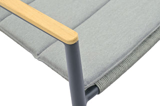 Zeo Living Stapelsessel DL 193 Alu Rope weiß mit Teakarml.
