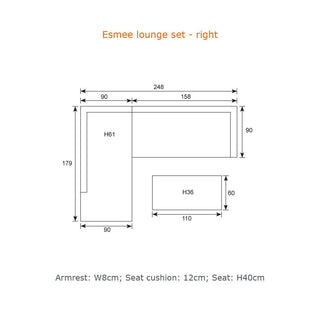 Garden Impressions Alu Lounge Esmee 3tlg. rechts carbon black/mint grey