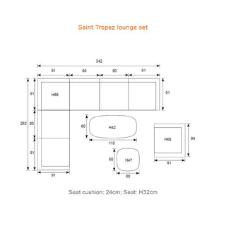 Garden Impressions Lounge-Set St. Tropez 7tlg. carbon black/rope sand/merino sand