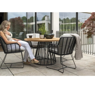 4-Seasons Gartentisch Ambassador Ø130cm rund Teak/Alu anthrazit