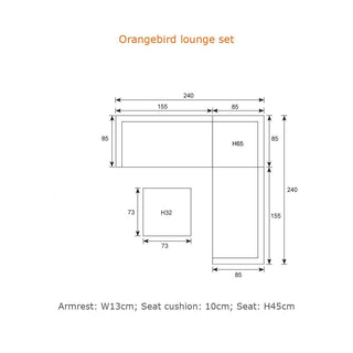 GARDEN IMPRESSIONS Lounge Orangebird 4tlg. organic grey/reflex black
