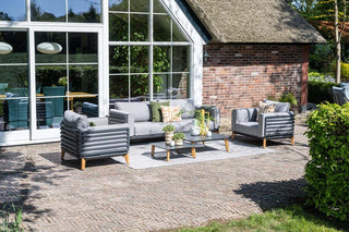 GARDEN IMPRESSIONS Lounge-Sofa Set Carmen 5tlg. Carbon Black/Grau/Teaklook