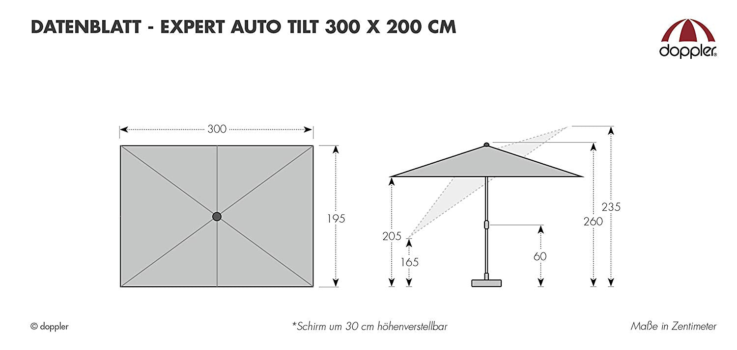 Expert Auto Tilt Sonnenschirm 300x200 cm - Anthrazit
