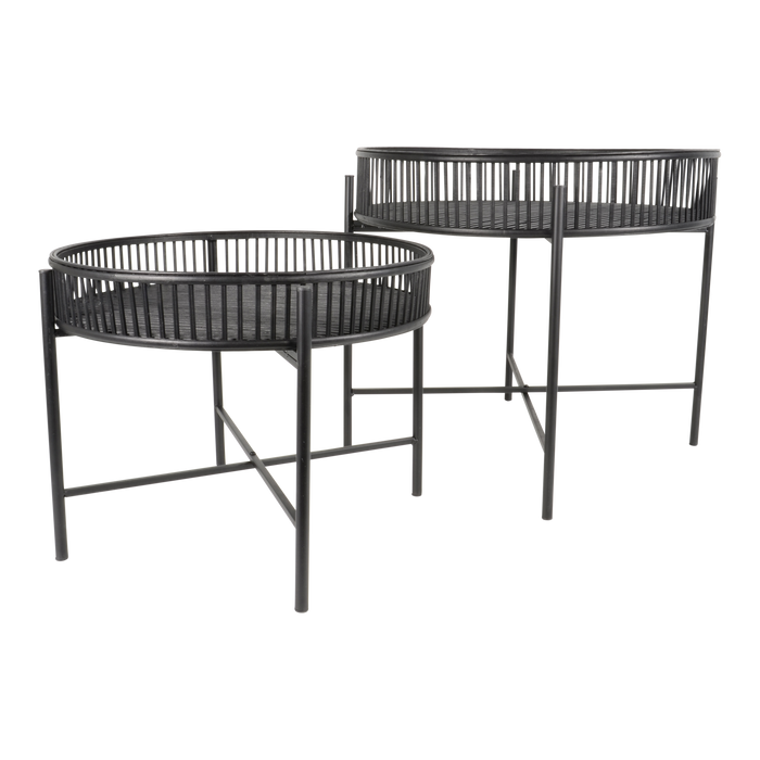 LESLI LIVING Beistelltisch Aiko schwarz S/2