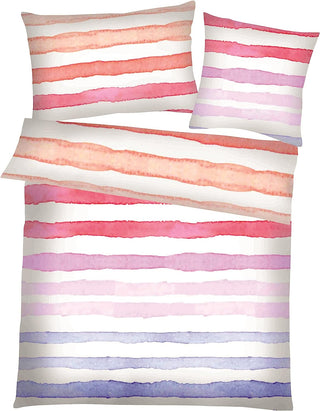 Rosette Satin-Seersucker Bettwäsche Streifen Blau/Pink
