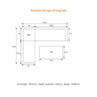 GARDEN IMPRESSIONS Lounge Andrea 4tlg. carbon black/Rope dunkelgrau