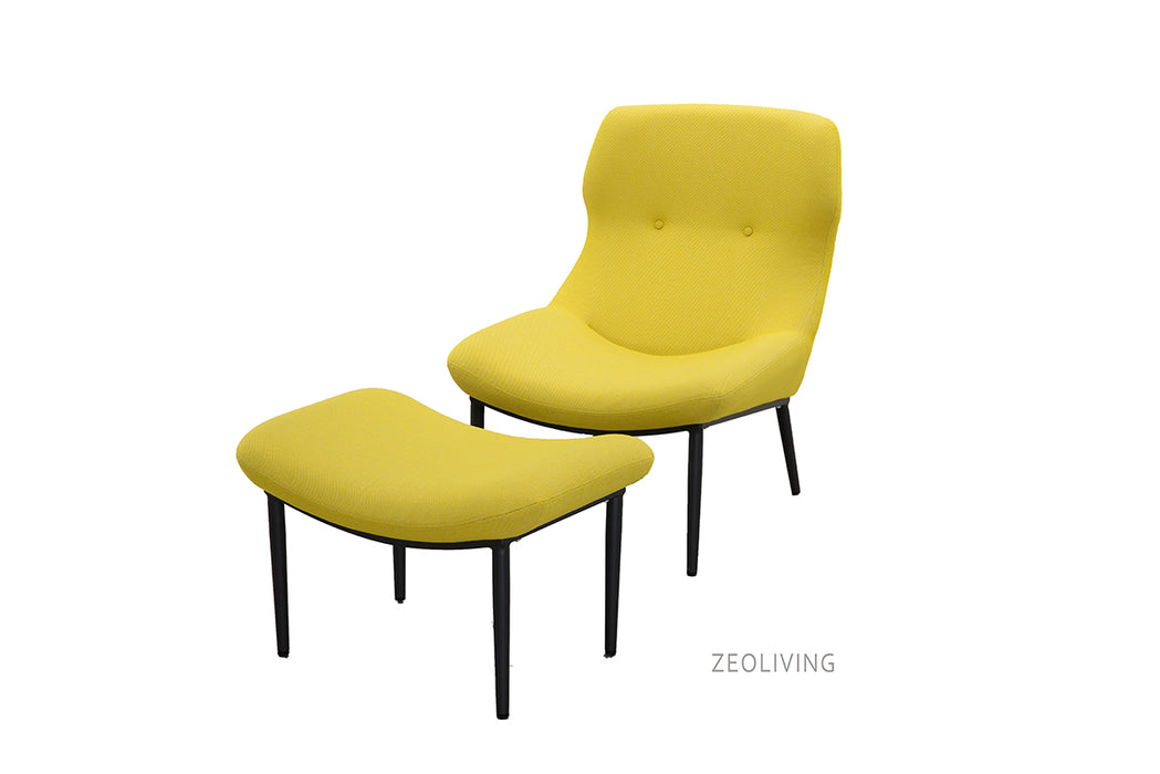 Zeo Living Sessel mit Hocker gelb