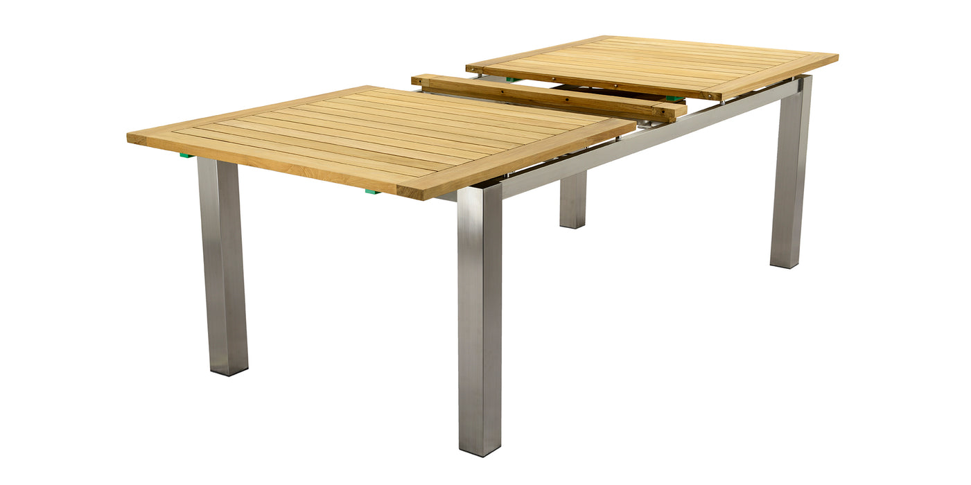 ZEO LIVING Milano Auszugstisch 200/300x100cm Edelstahl/Teakholz