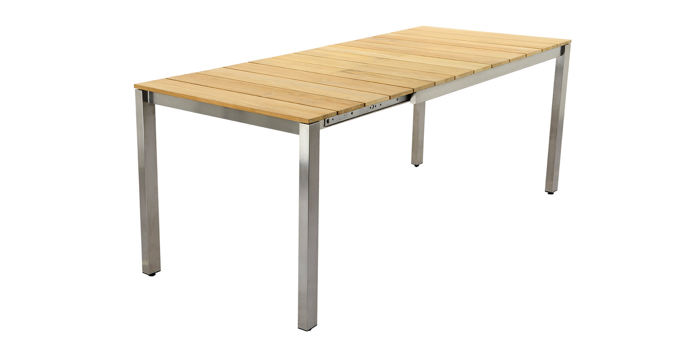 ZEO LIVING Boston Auszugstisch 140/200x80cm Edelstahl/Teakholz