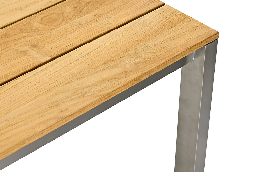 ZEO LIVING Boston Auszugstisch 140/200x80cm Edelstahl/Teakholz