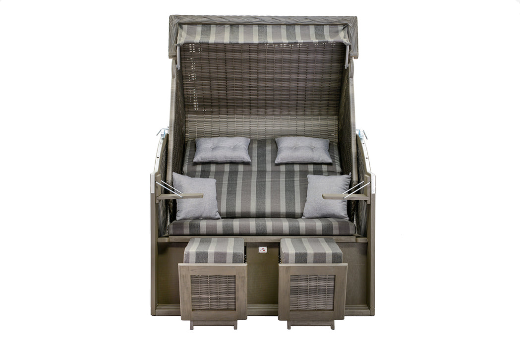 DeVries Strandkorb Pure Classic XL Sun PE Pinie stone grey D.402