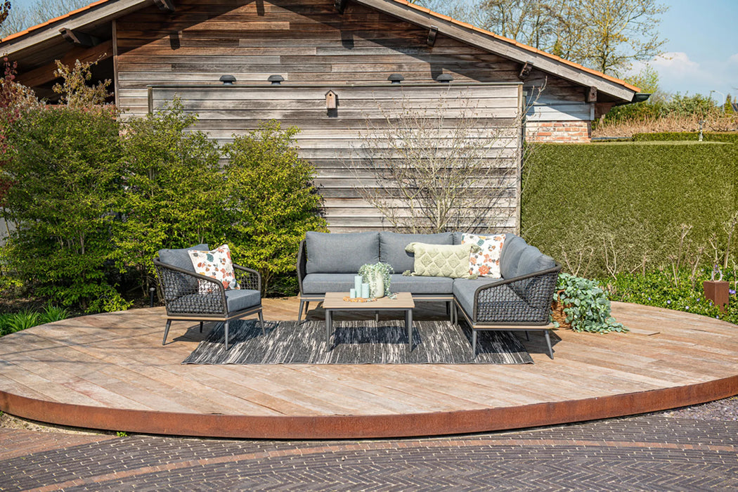 GARDEN IMPRESSIONS Lounge Poseidon 4tlg. vintage teak/carbon black