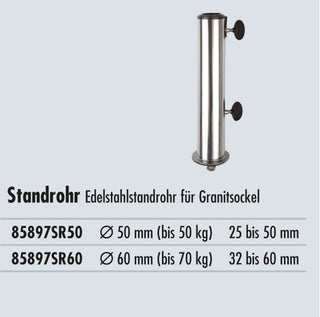 Doppler Standrohr für Granitsockel bis 48mm/40kg